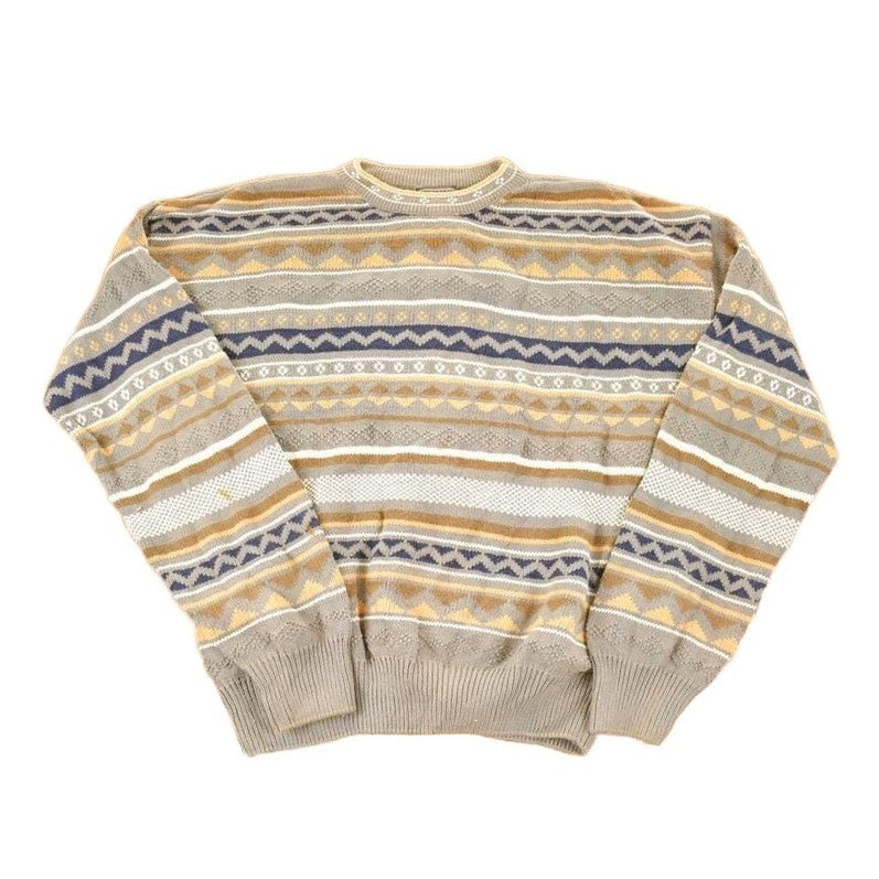 Vintage 1990s Sansabelt Sport Abstract Striped Knit Crewneck Sweater Men's L from propervintagecanada