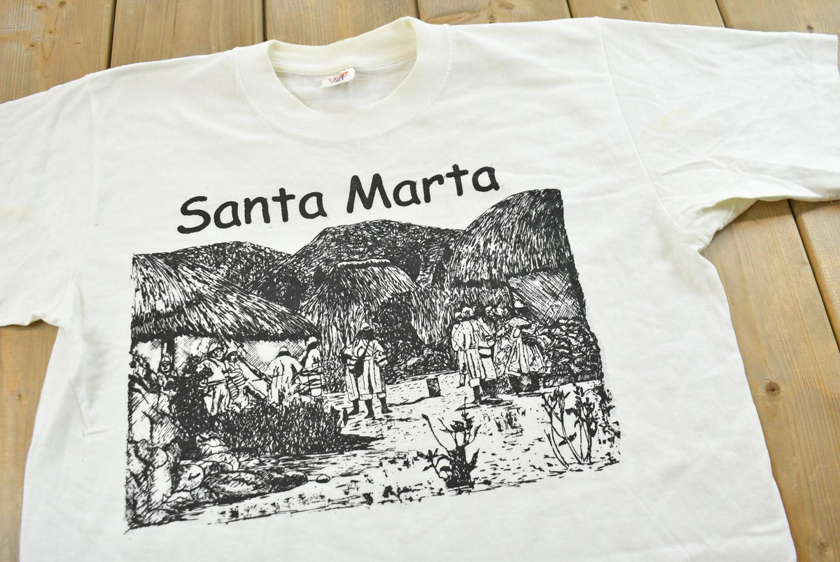Vintage 1990s Santa Maria Colombia Art Souvenir T-Shirt Mens M from propervintagecanada
