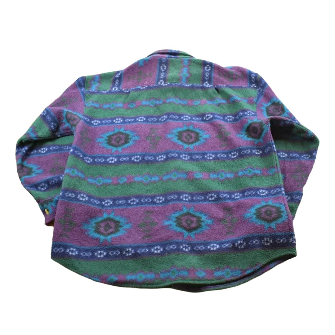 Vintage 1990s Santana Aztec Fleece Button Up Shirt Men's L from propervintagecanada