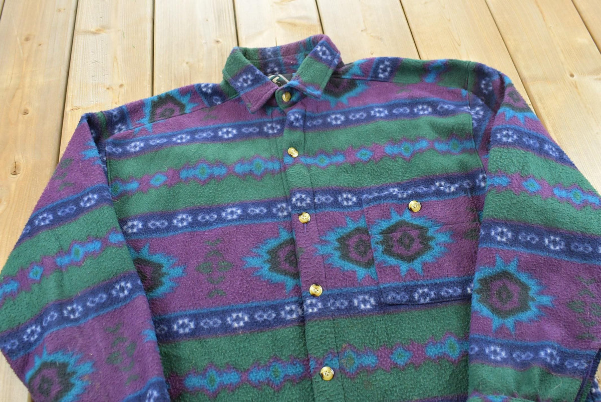 Vintage 1990s Santana Aztec Fleece Button Up Shirt Men's L from propervintagecanada