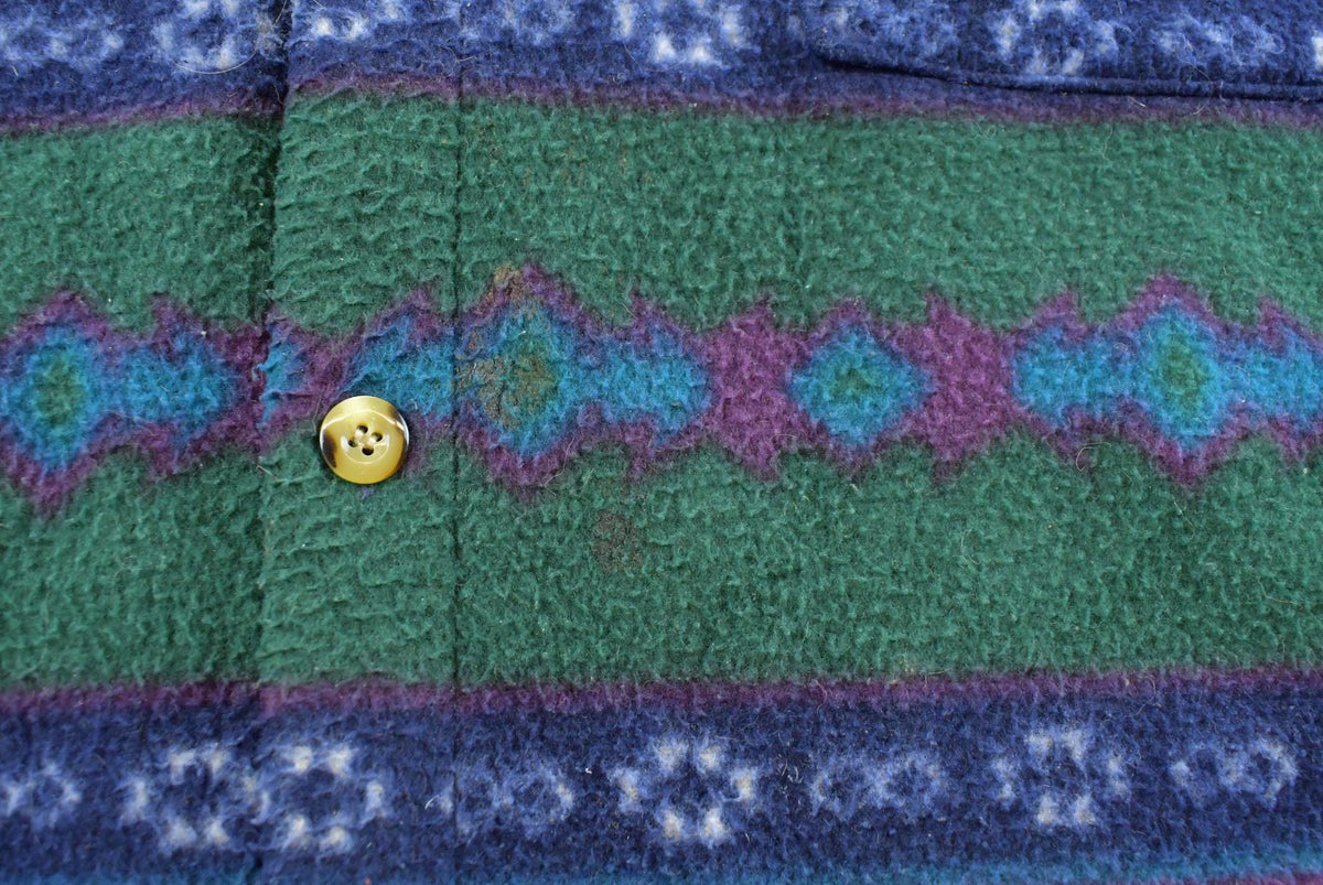 Vintage 1990s Santana Aztec Fleece Button Up Shirt Men's L from propervintagecanada