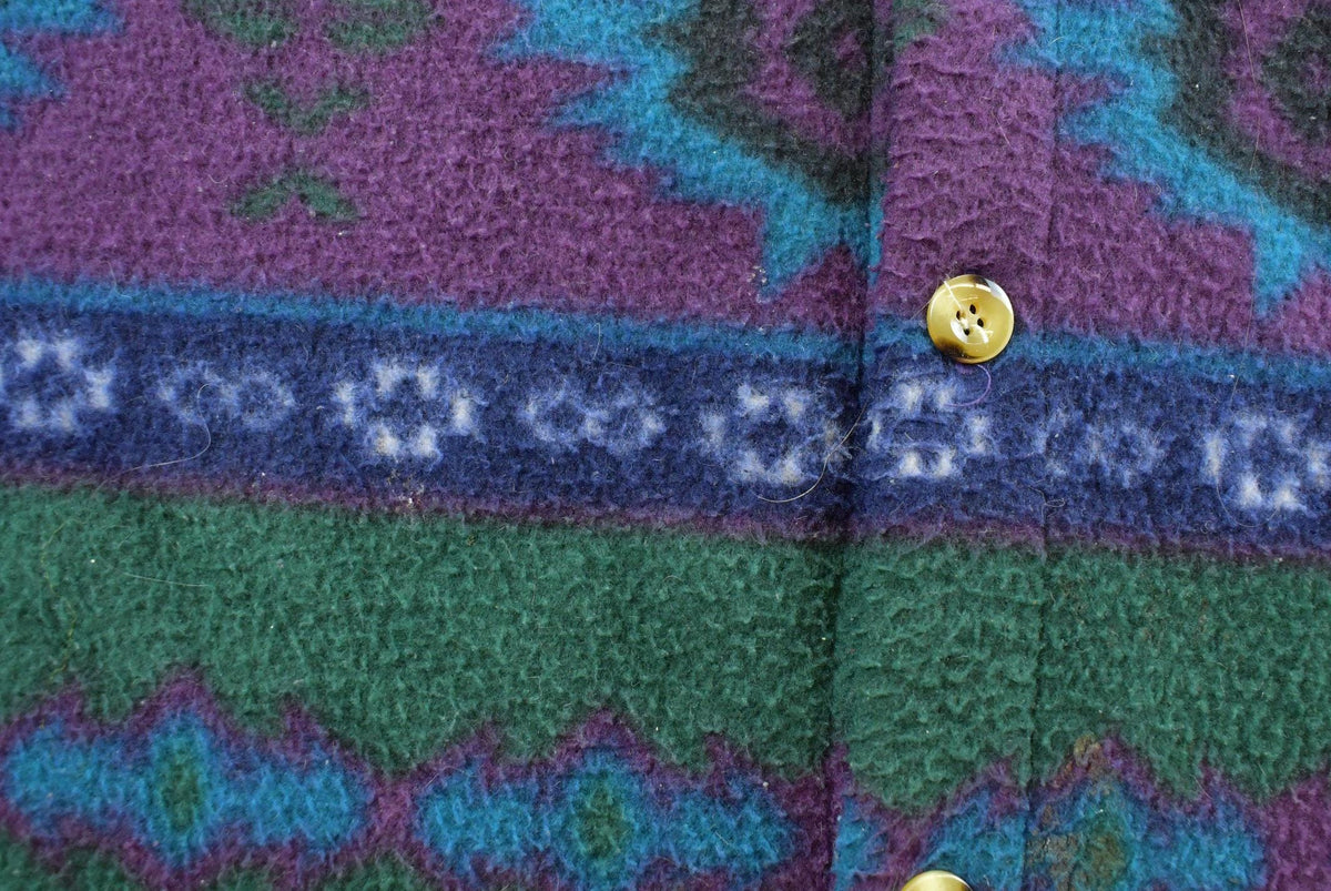 Vintage 1990s Santana Aztec Fleece Button Up Shirt Men's L from propervintagecanada