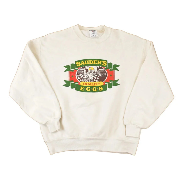 Vintage 1990s Sauder's Eggs Cartoon Farm Graphic Print Crewneck Sweatshirt Mens L from propervintagecanada