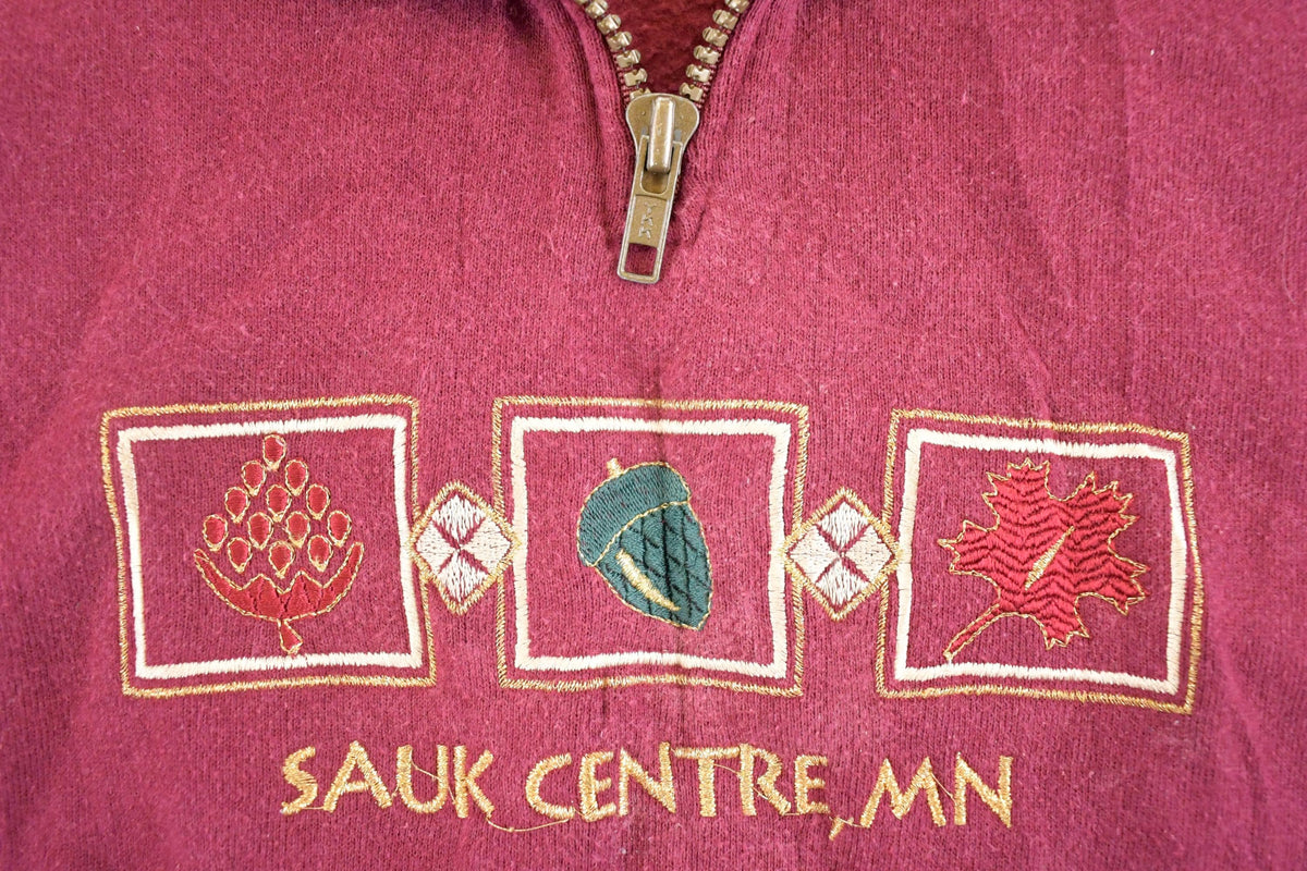 Vintage 1990s Sauk Centre Minnesota Souvenir Quarter Zip Crewneck Sweatshirt Mens XL from propervintagecanada