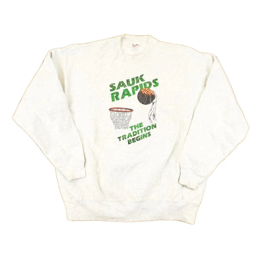 Vintage 1990s Sauk Rapids Supercotton Heavyweight Graphic Print Crewneck Sweatshirt Men's XL from propervintagecanada