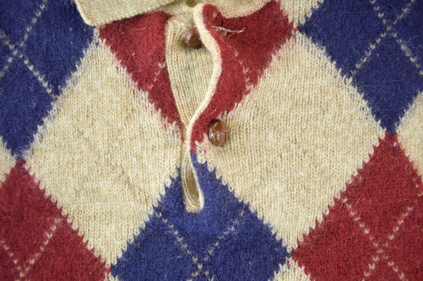 Vintage 1990s Schostal Wool Knit Argyle Pattern Collared Sweater Mens Large from propervintagecanada