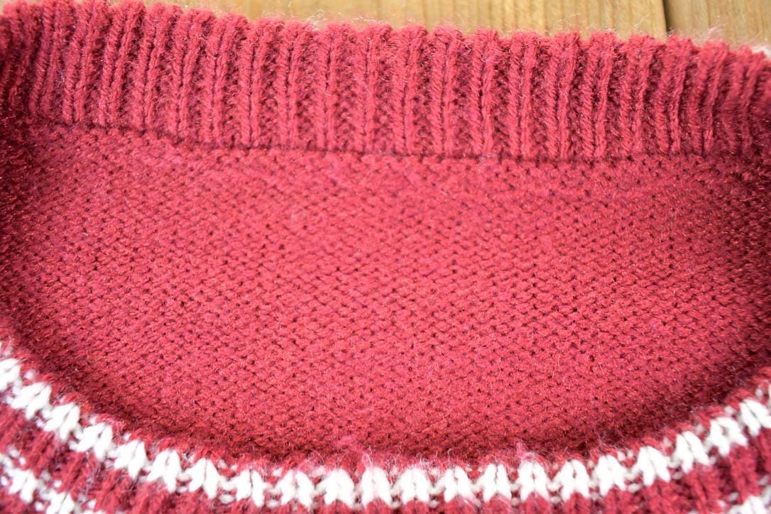 Vintage 1990s SCI Big Boss Knit Abstract Pattern Crewneck Sweater Mens L from propervintagecanada