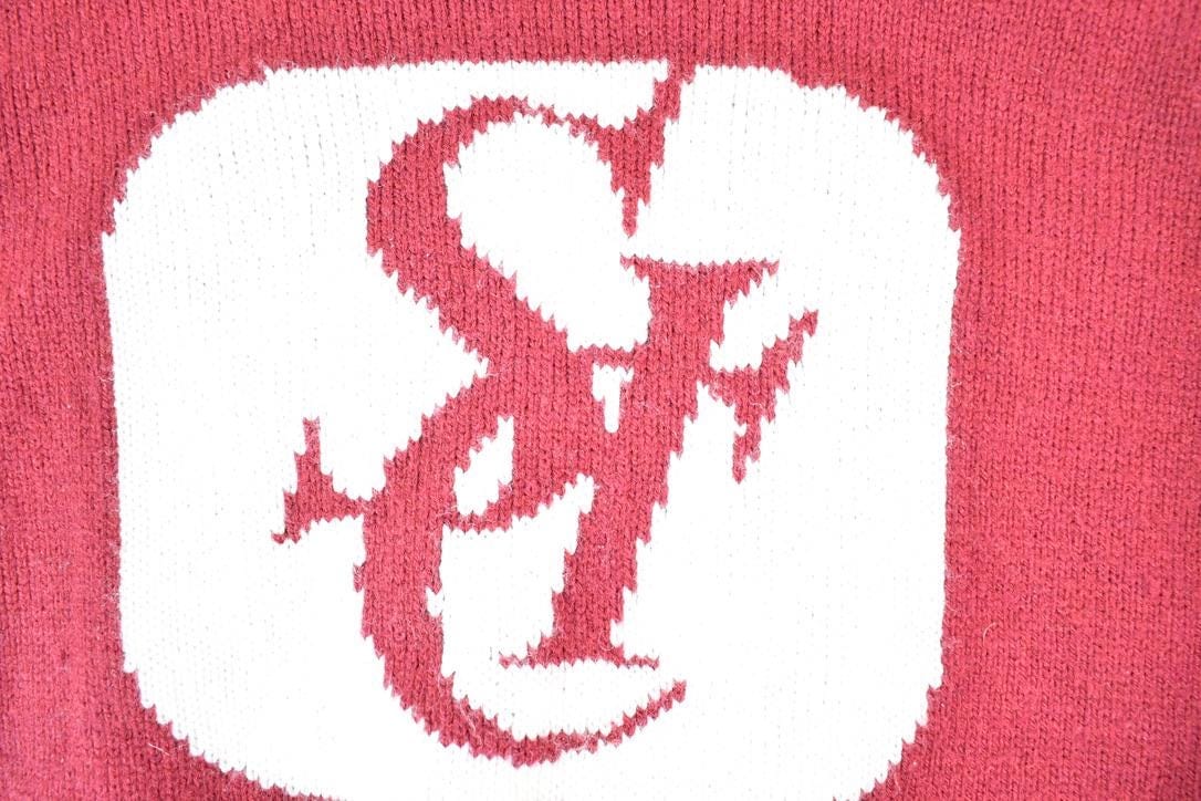 Vintage 1990s SCI Big Boss Knit Abstract Pattern Crewneck Sweater Mens L from propervintagecanada