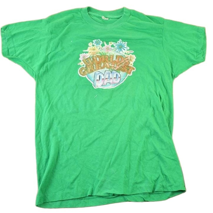 Vintage 1990s Screen Stars Best Worlds Best Dad Souvenir Single Stitch Graphic Print T-Shirt Men's Small from propervintagecanada