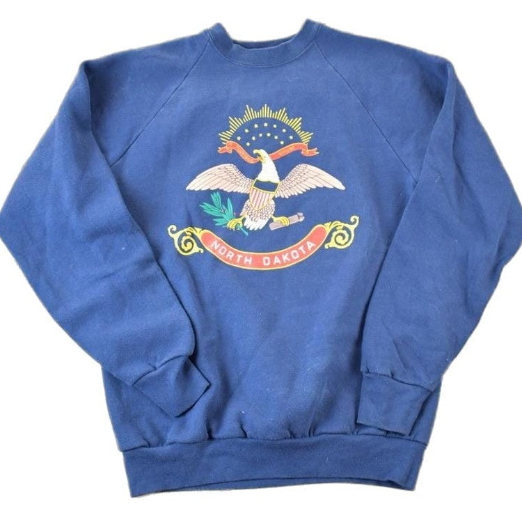 Vintage 1990s Screen Stars North Dakota Souvenir Crewneck Sweatshirt Made In USA Men's Small from propervintagecanada
