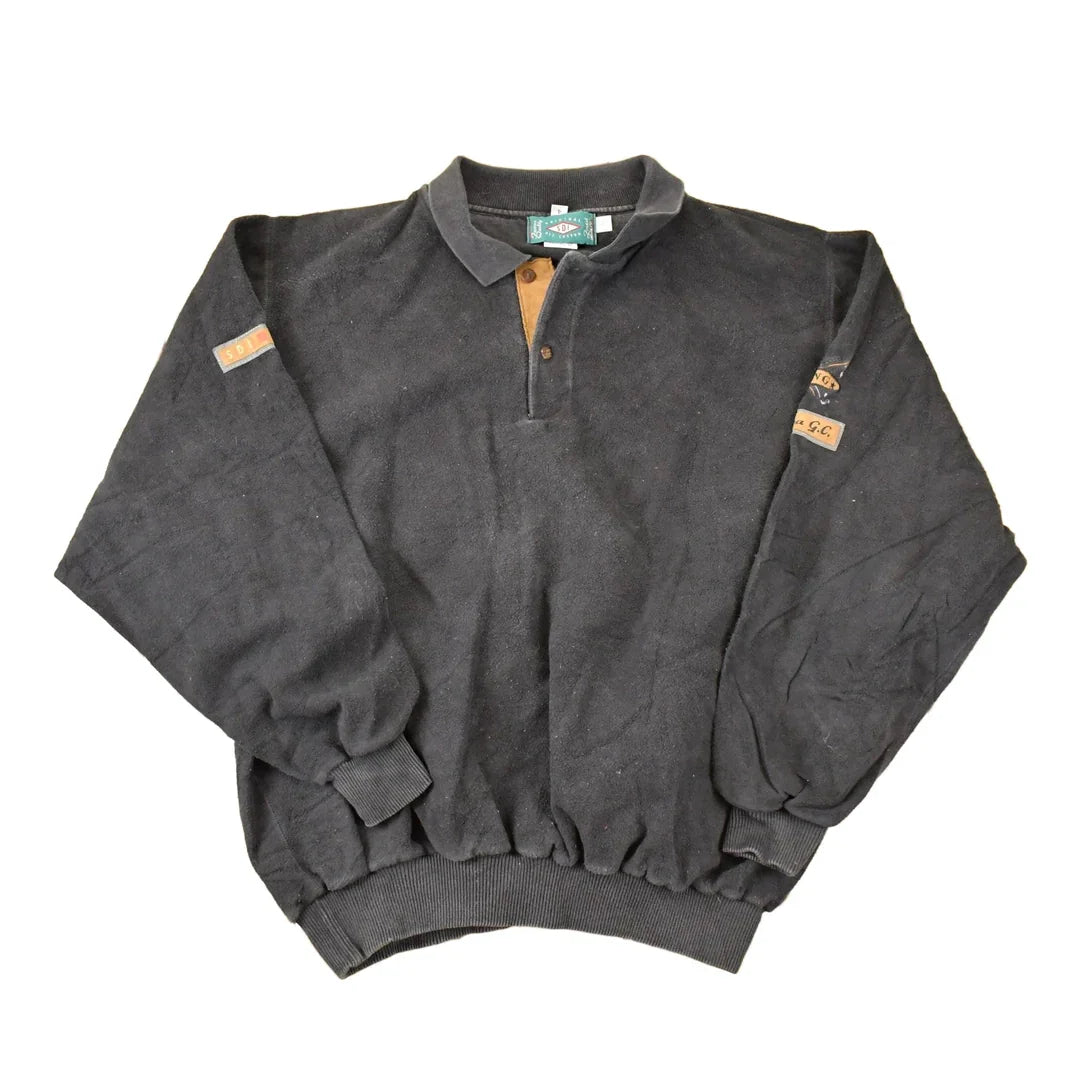 Vintage 1990s SDI Golfing Quarter Button Fleece Collared Sweatshirt Mens L from propervintagecanada