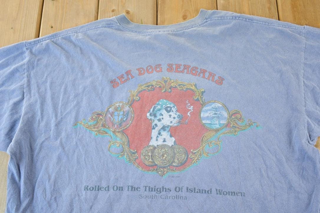 Vintage 1990s Sea Dog Souvenir Single Stitch Graphic Print T-Shirt Men's 2XL from propervintagecanada