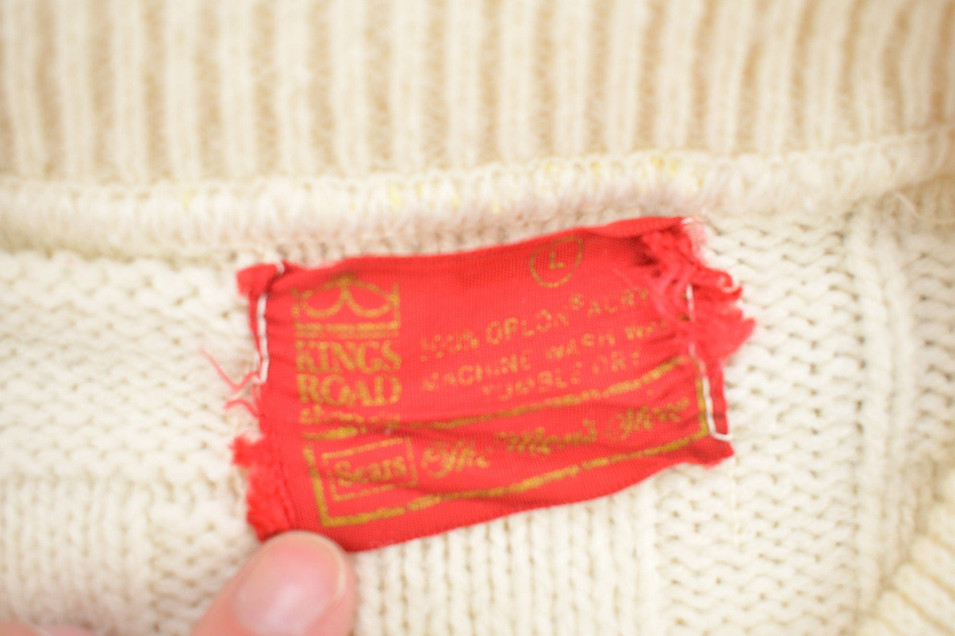 Vintage 1990s Sears Kings Road Knitted Crewneck Sweater Men's S from propervintagecanada