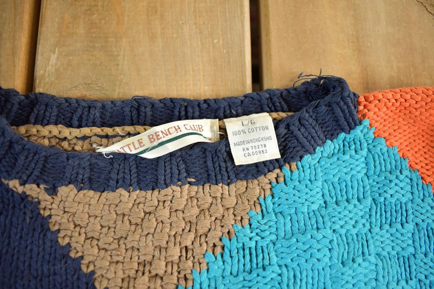 Vintage 1990s Seattle Bench Club Knit Abstract Pattern Crewneck Sweater Womens Large from propervintagecanada