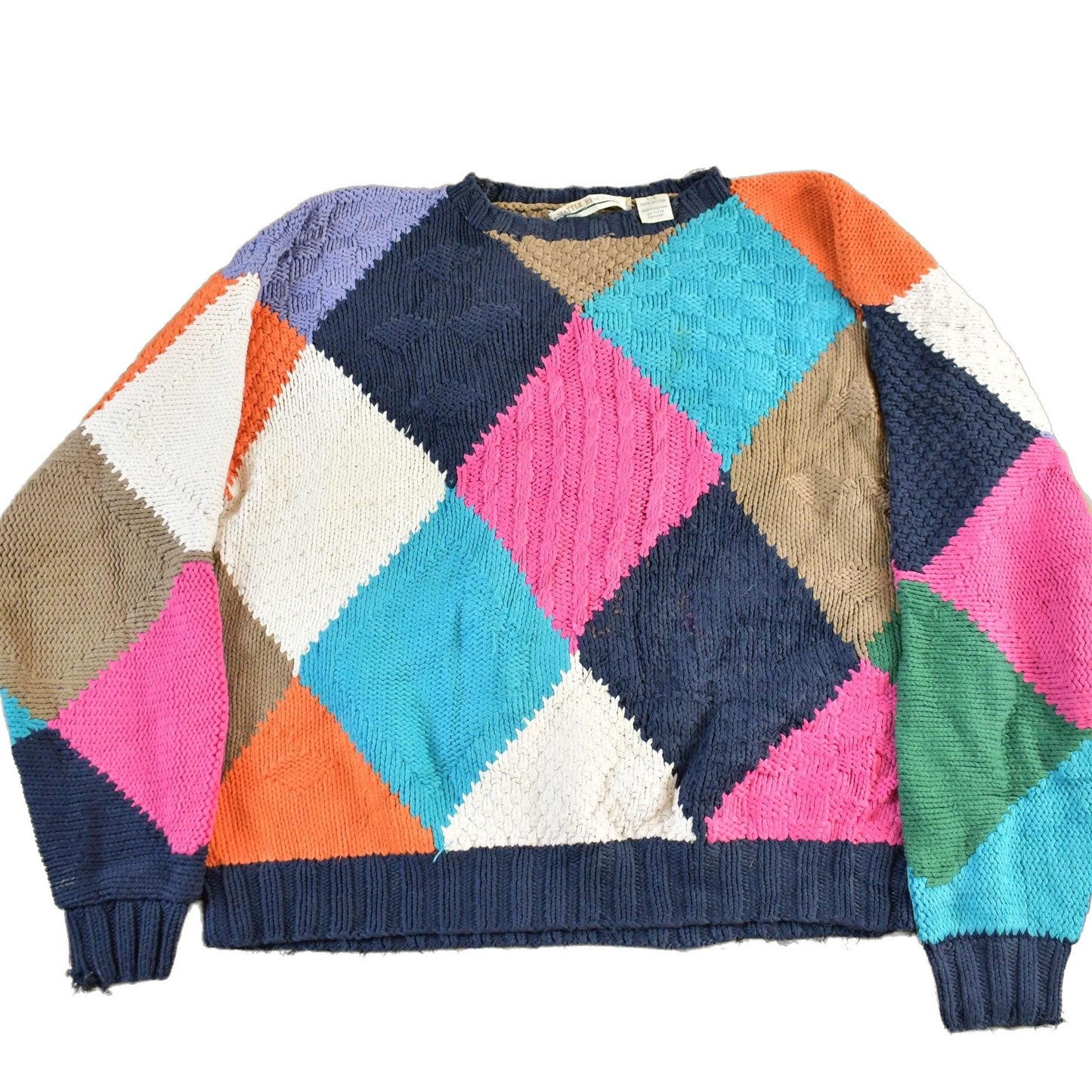 Vintage 1990s Seattle Bench Club Knit Abstract Pattern Crewneck Sweater Womens Large from propervintagecanada