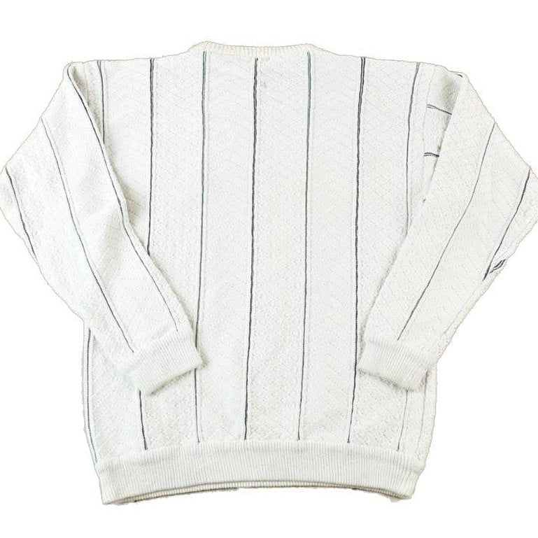 Vintage 1990s Sedgewick Chunky Knit Abstract Pattern Crewneck Sweater Made In USA Men's Large from propervintagecanada