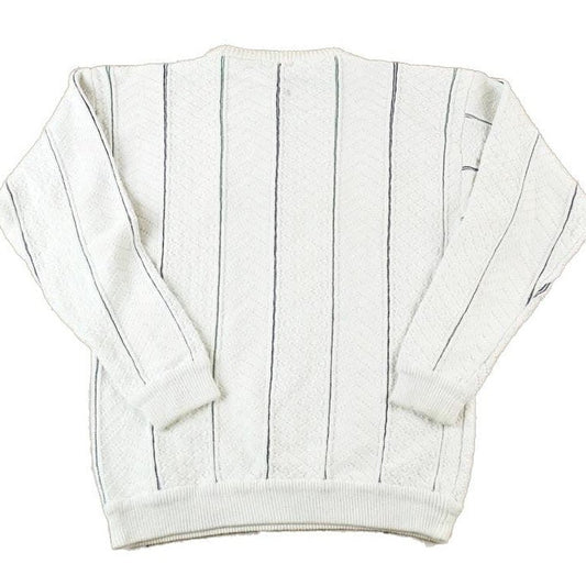 Vintage 1990s Sedgewick Chunky Knit Abstract Pattern Crewneck Sweater Made In USA Men's Large from propervintagecanada