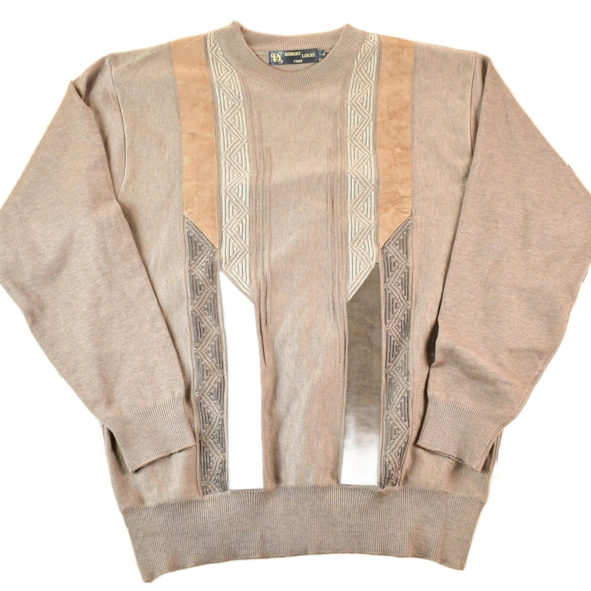 Vintage 1990s Sergio Louis Italy Knit Abstract Pattern Crewneck Sweater Mens L from propervintagecanada