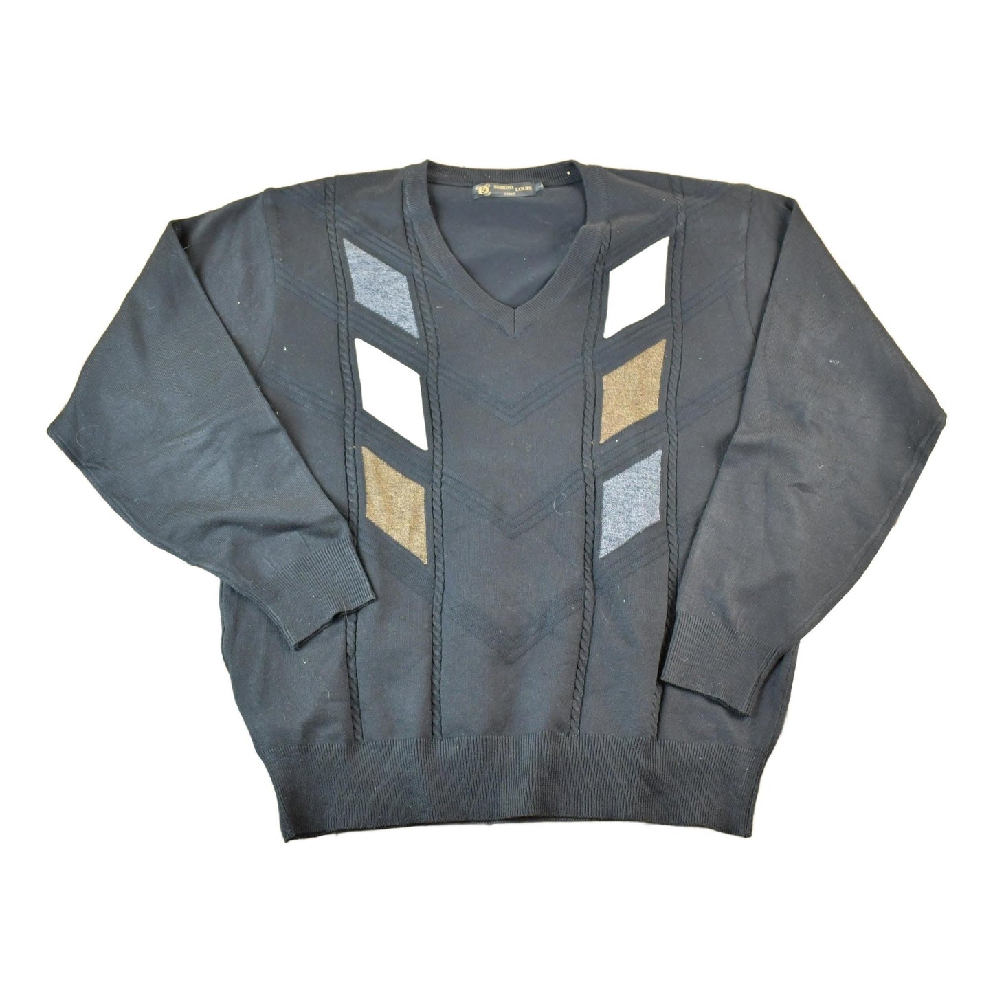 Vintage 1990s Sergio Louis Italy Knit Abstract Pattern Crewneck Sweater Mens XL from propervintagecanada