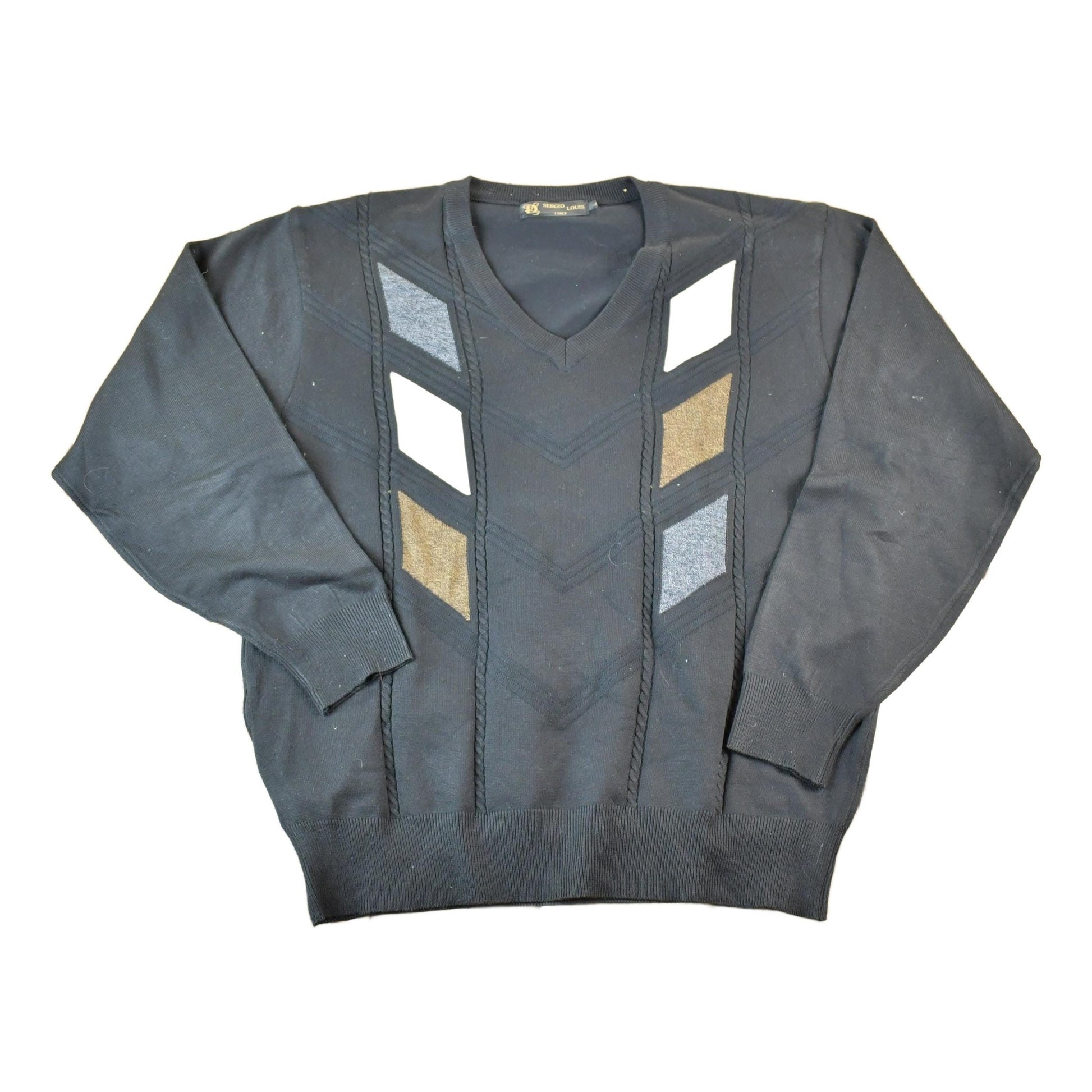 Vintage 1990s Sergio Louis Italy Knit Abstract Pattern Crewneck Sweater Mens XL from propervintagecanada