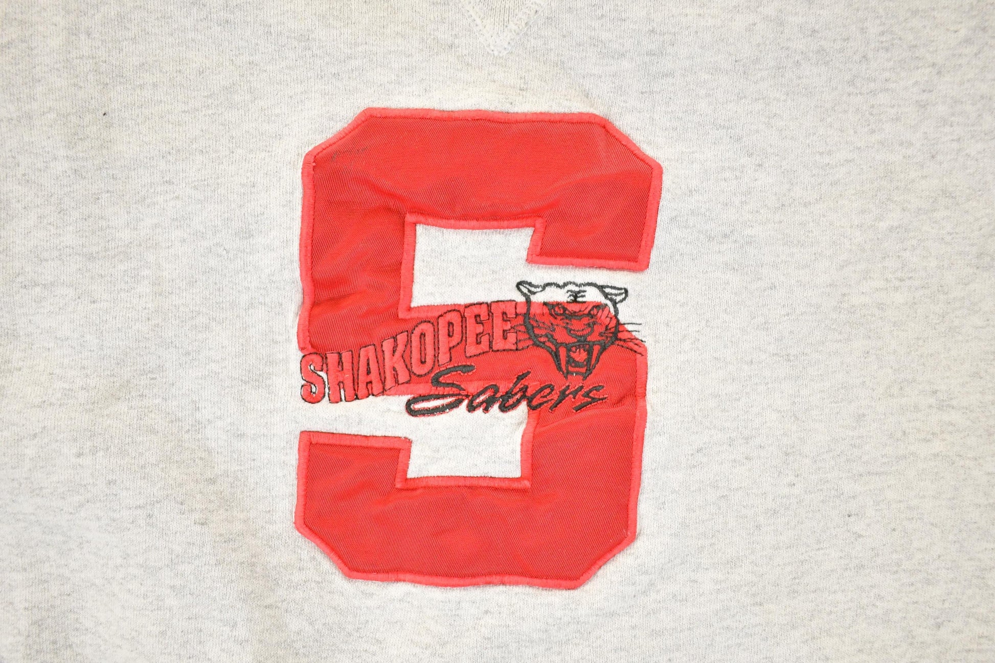 Vintage 1990s Shakobee Sabres Heavyweight University Crewneck Sweater Men's L from propervintagecanada