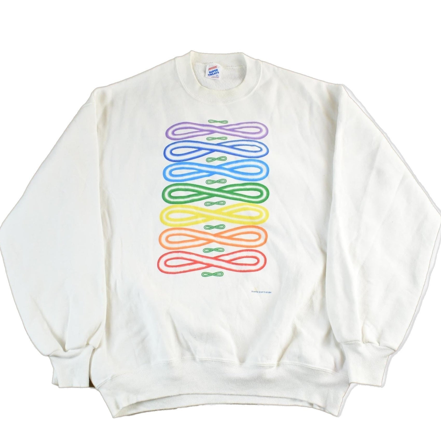 Vintage 1990s Shakra Shirts Infinity Sign Graphic Crewneck Sweatshirt Men's Large from propervintagecanada