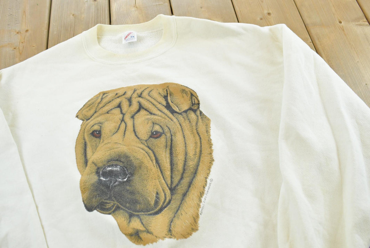 Vintage 1990s Shar Pei Dog Crewneck Sweatshirt Men's 2XL from propervintagecanada