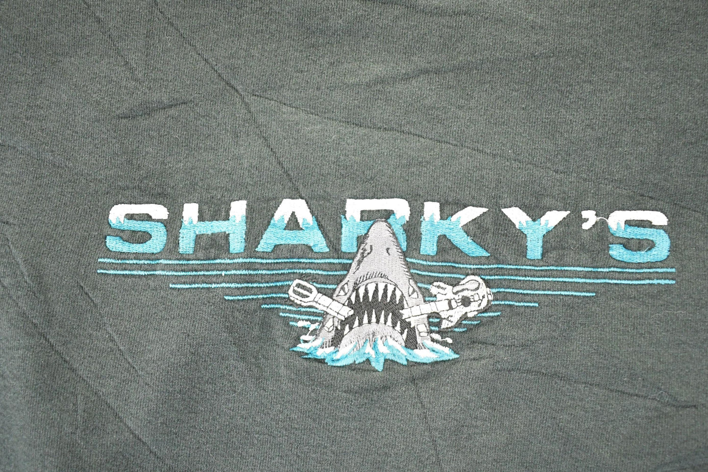 Vintage 1990s Sharky's Guitar Embroidered Heavyweight Crewneck Sweatshirt Men's XL from propervintagecanada