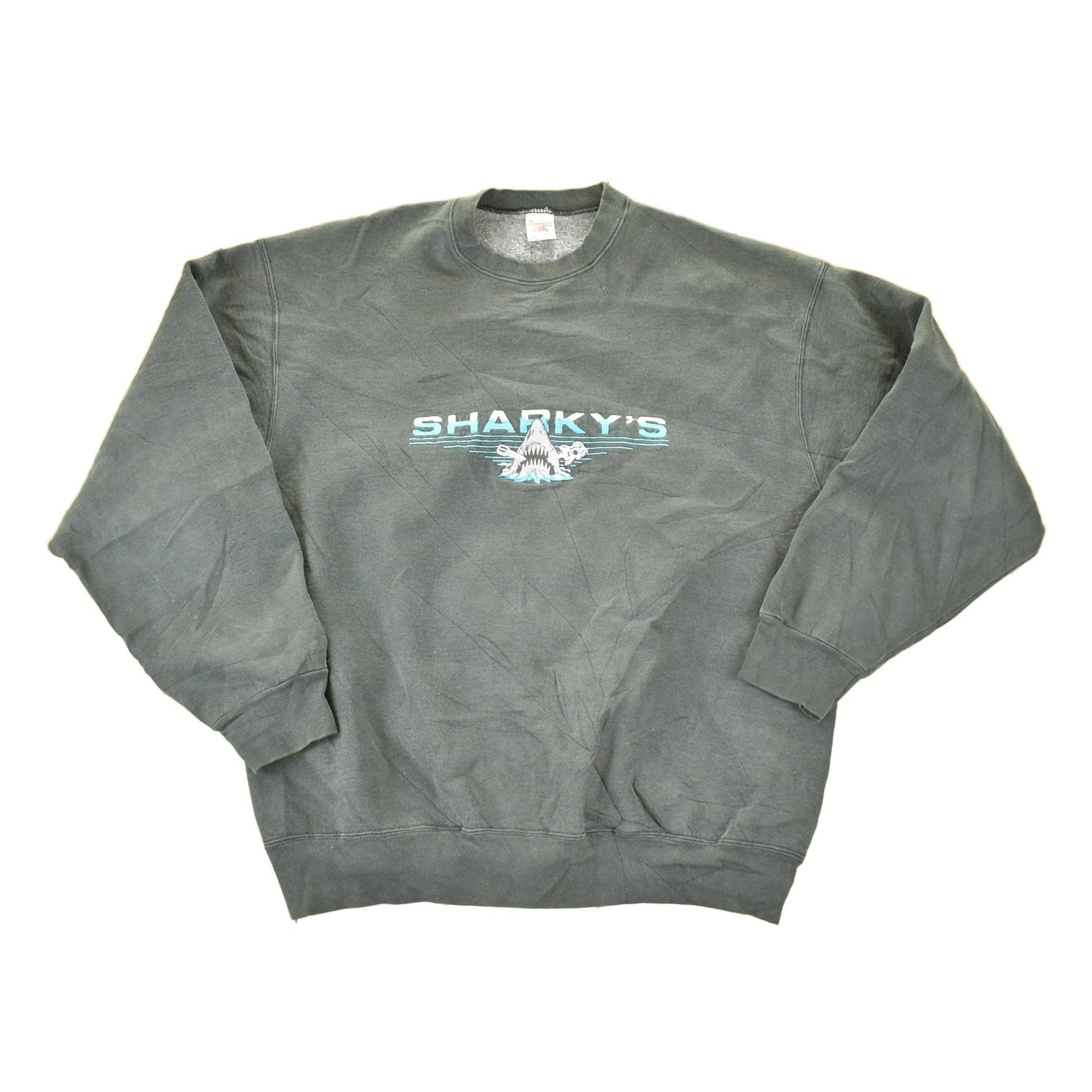 Vintage 1990s Sharky's Guitar Embroidered Heavyweight Crewneck Sweatshirt Men's XL from propervintagecanada