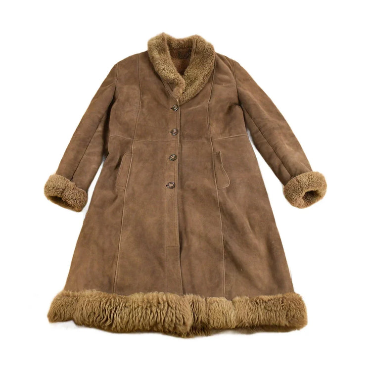 Vintage 1990s Shearling Suede Coat Men's Medium from propervintagecanada