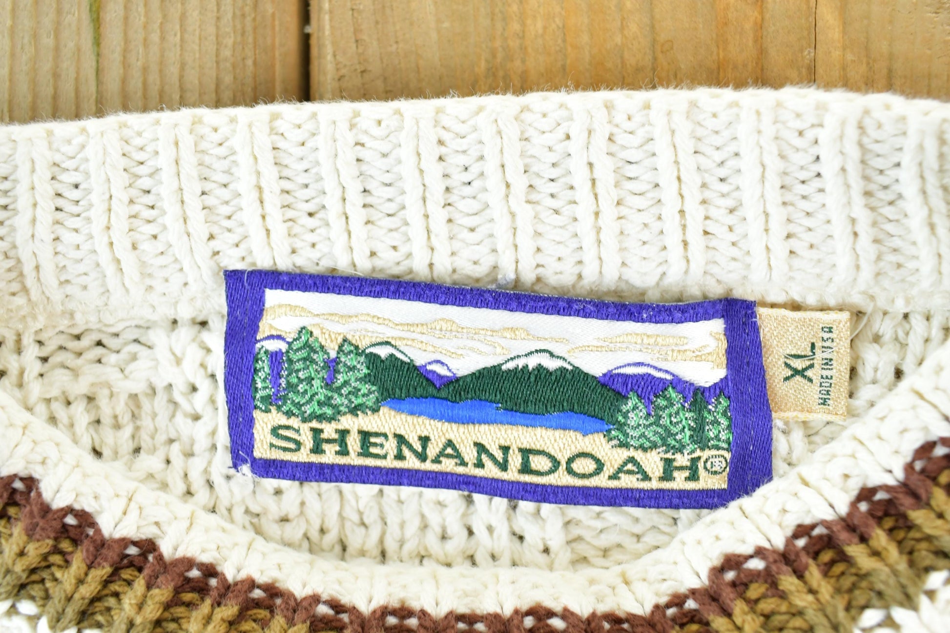 Vintage 1990s Shenandoah Fishing Cable Knit Crewneck Sweater Men's XL from propervintagecanada