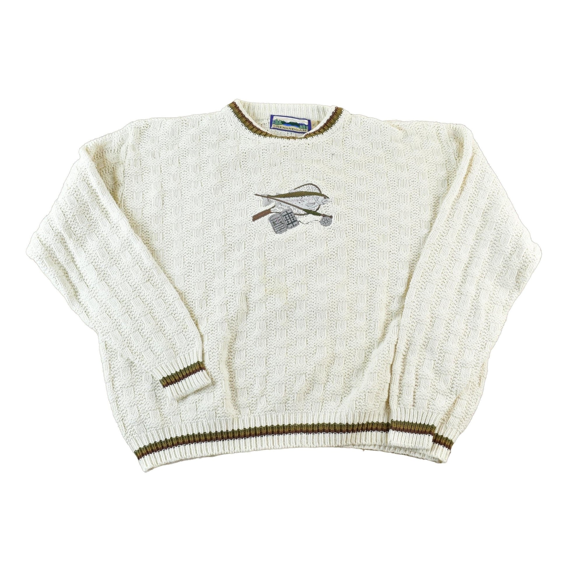 Vintage 1990s Shenandoah Fishing Cable Knit Crewneck Sweater Men's XL from propervintagecanada