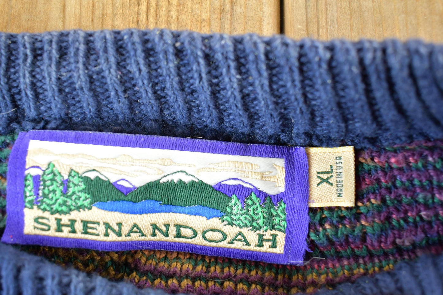 Vintage 1990s Shenandoah Knit Abstract Pattern Crewneck Sweater Mens XL from propervintagecanada