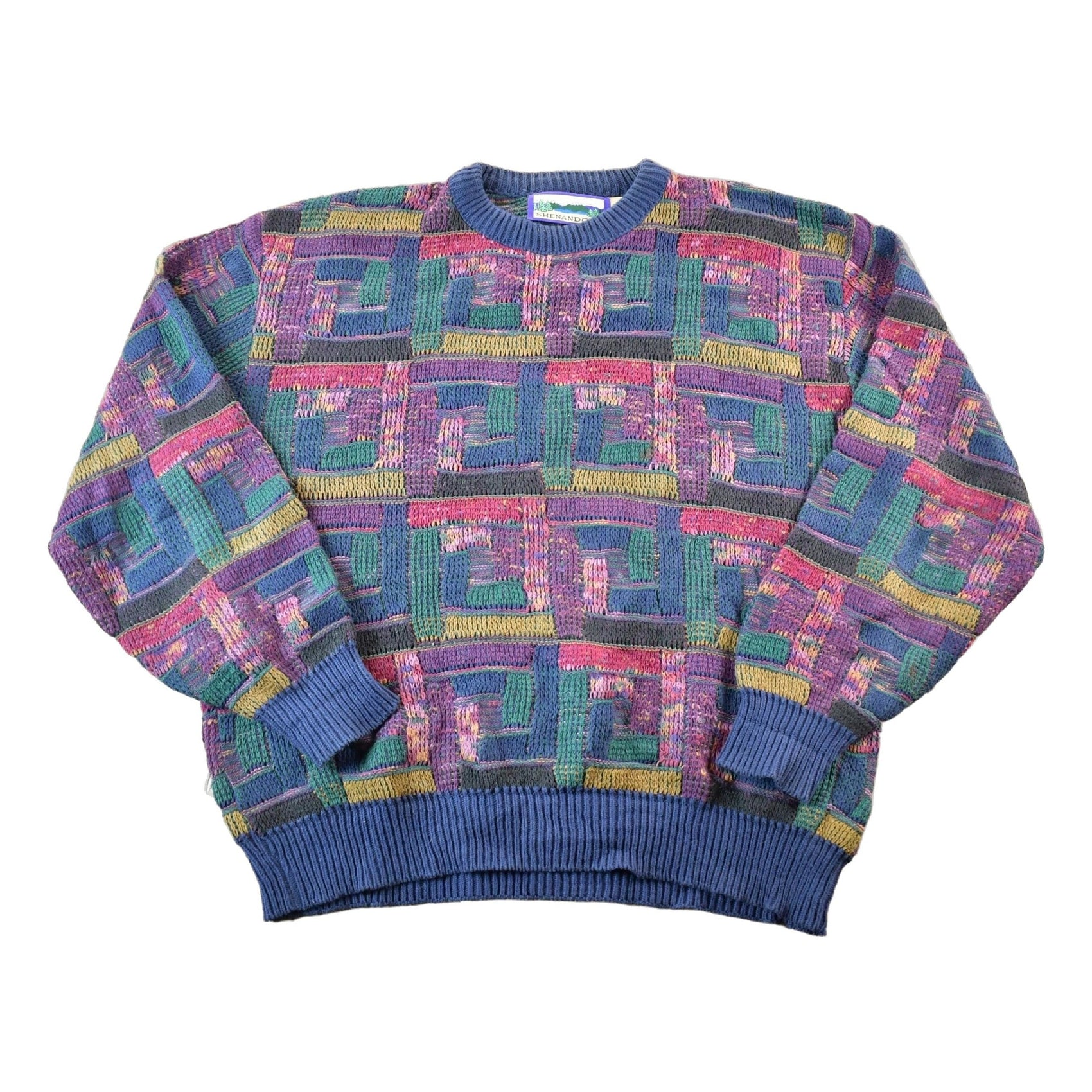 Vintage 1990s Shenandoah Knit Abstract Pattern Crewneck Sweater Mens XL from propervintagecanada