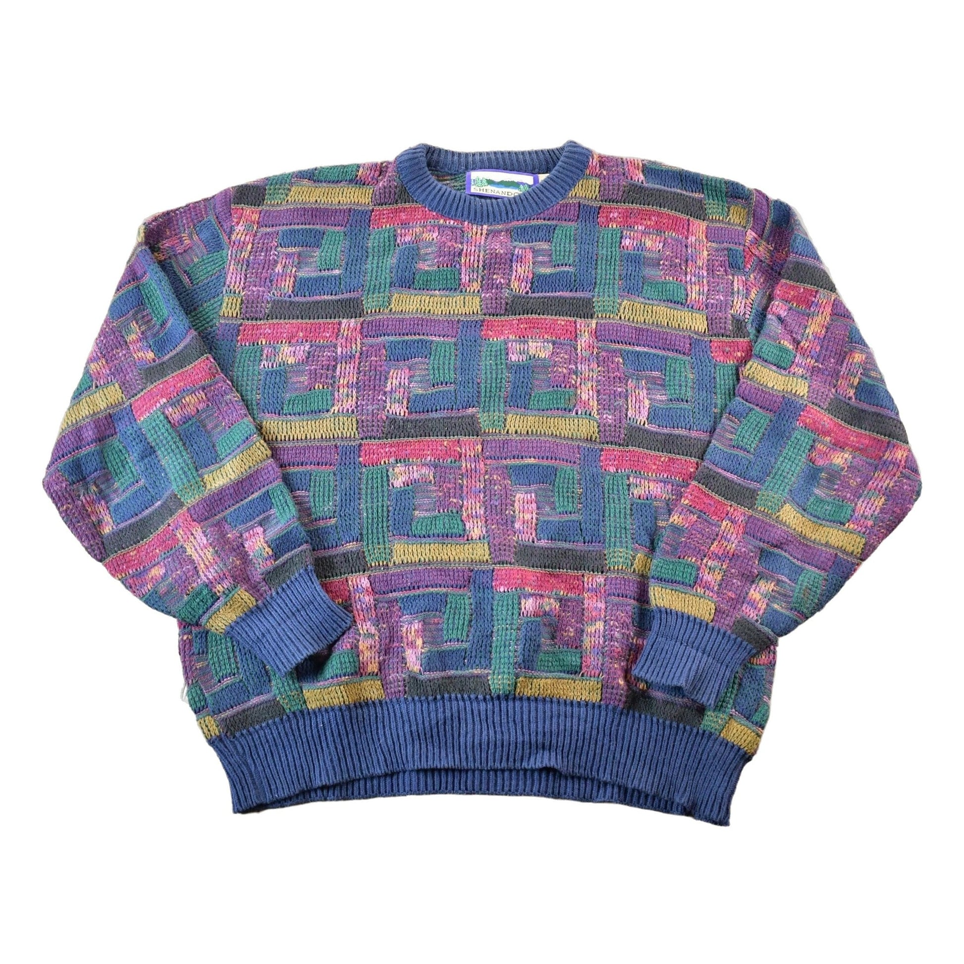 Vintage 1990s Shenandoah Knit Abstract Pattern Crewneck Sweater Mens XL from propervintagecanada