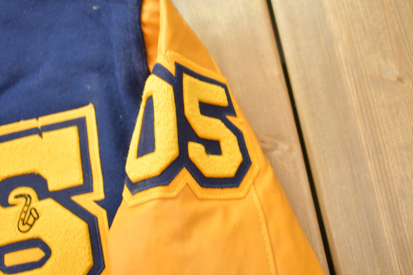 Vintage 1990s Shenango Wildcat Band Leather Varsity Jacket Men's XL from propervintagecanada