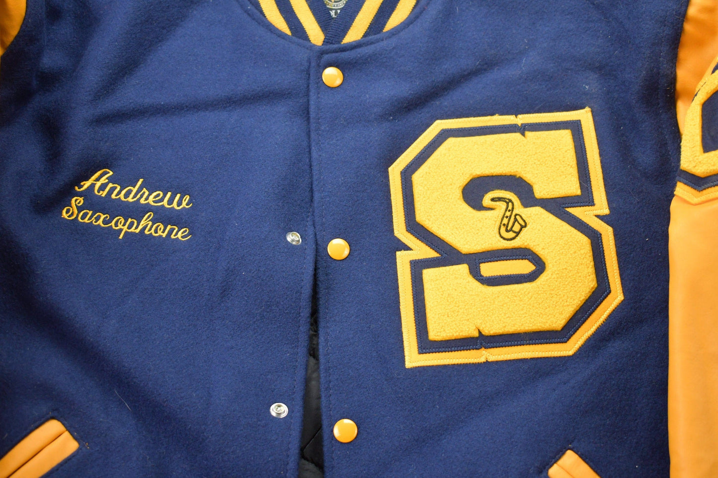 Vintage 1990s Shenango Wildcat Band Leather Varsity Jacket Men's XL from propervintagecanada