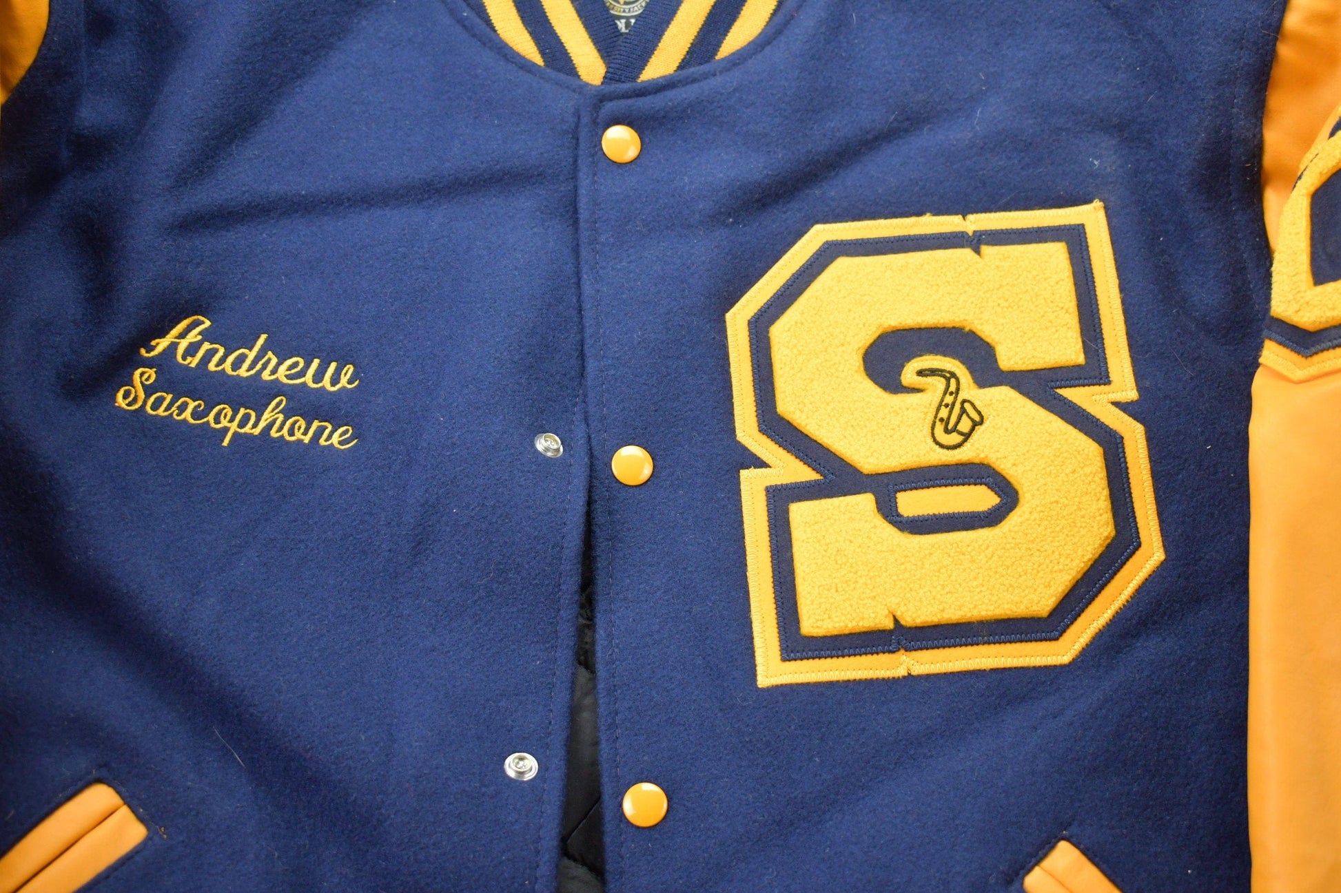 Vintage 1990s Shenango Wildcat Band Leather Varsity Jacket Men's XL from propervintagecanada