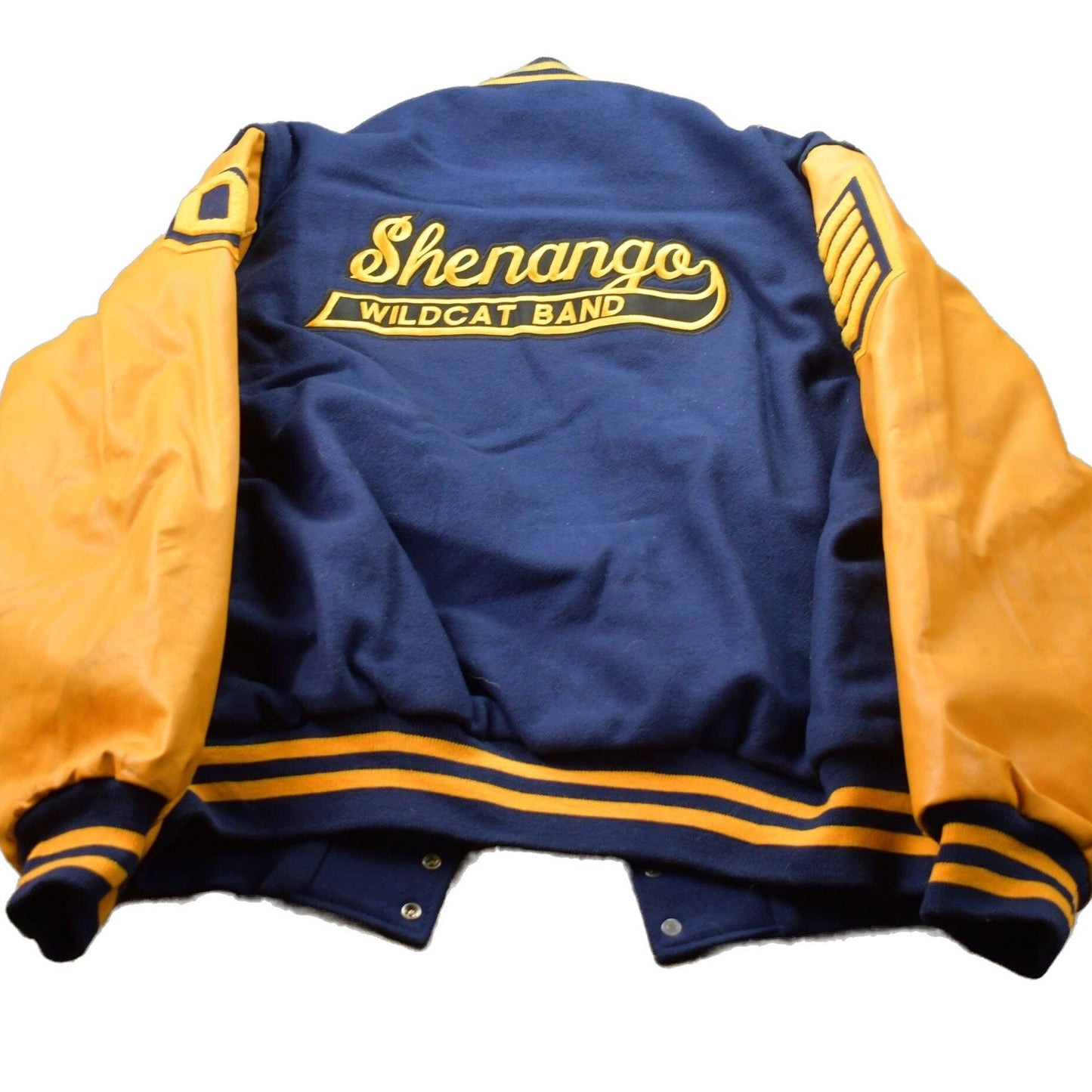 Vintage 1990s Shenango Wildcat Band Leather Varsity Jacket Men's XL from propervintagecanada