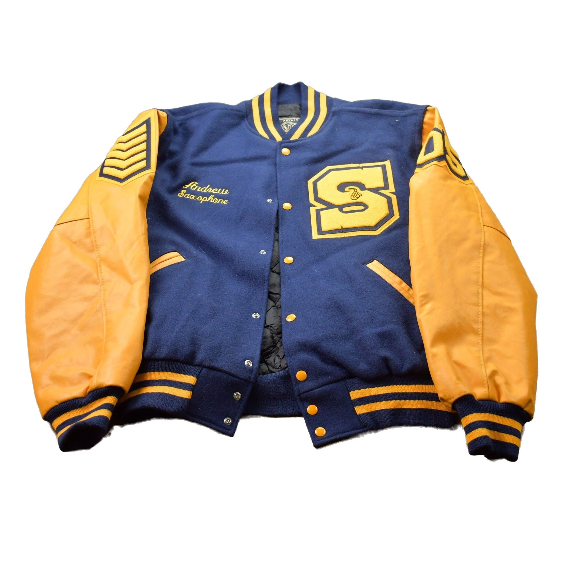 Vintage 1990s Shenango Wildcat Band Leather Varsity Jacket Men's XL from propervintagecanada