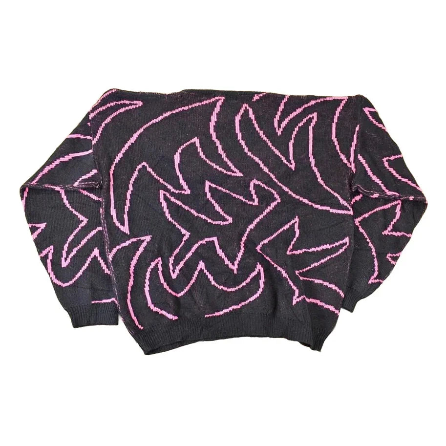 Vintage 1990s Shenanigan Floral Abstract Knit Crewneck Sweater Women's L from propervintagecanada