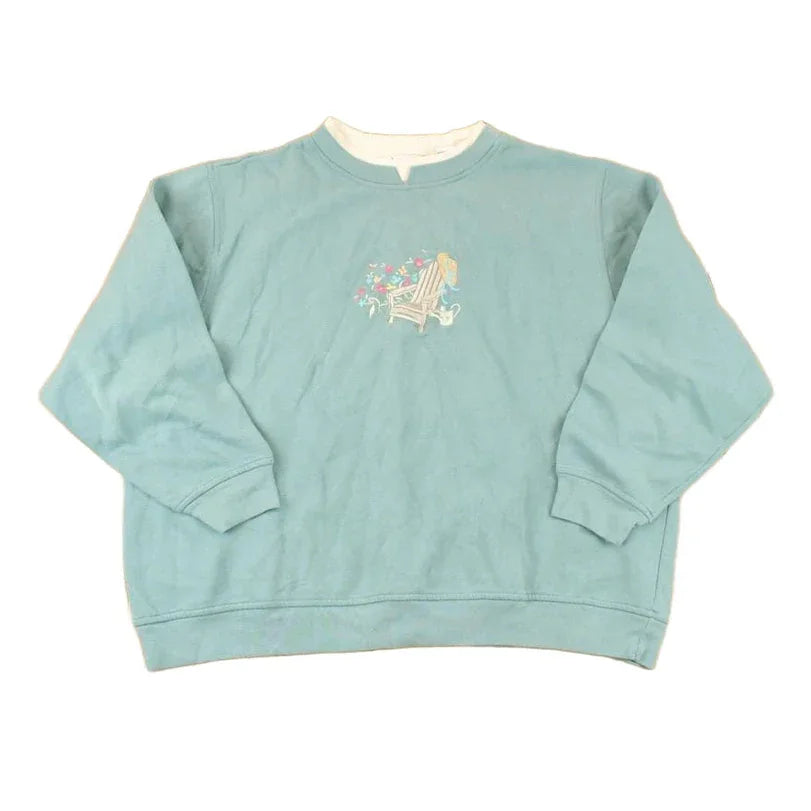 Vintage 1990s Shenanigans Embroidered Country Chair Double Collar Crewneck Sweatshirt Womens XXL from propervintagecanada