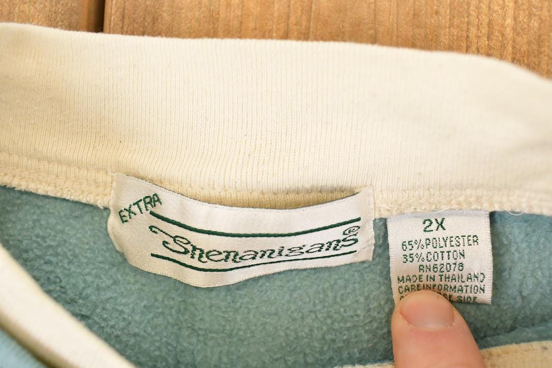 Vintage 1990s Shenanigans Embroidered Country Chair Double Collar Crewneck Sweatshirt Womens XXL from propervintagecanada