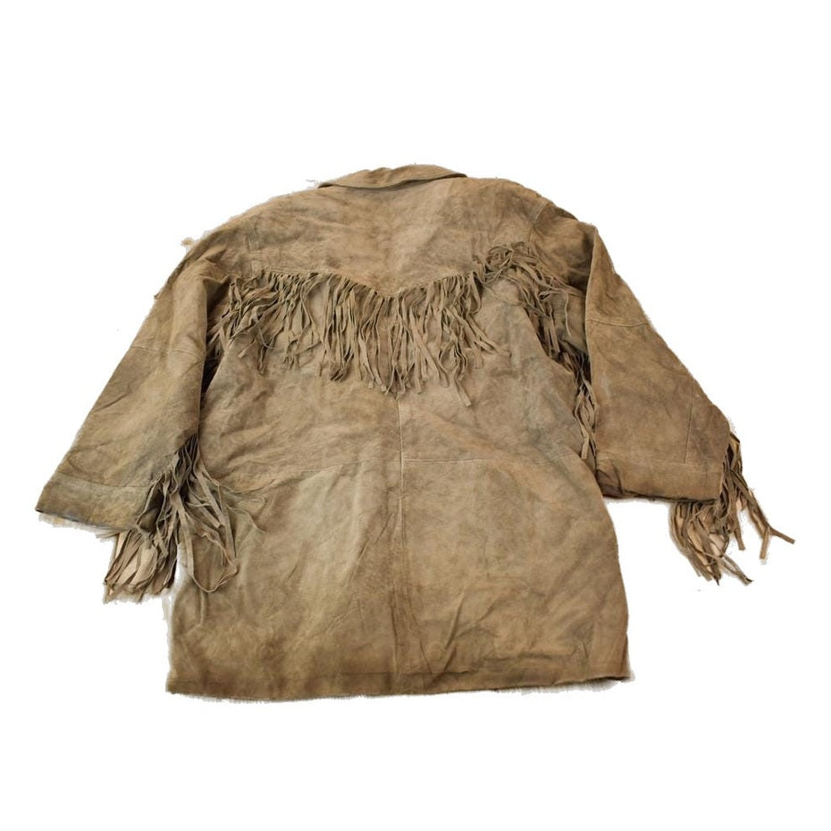 Vintage 1990s Siena Brown Suede Leather Fringe Jacket Women's M from propervintagecanada