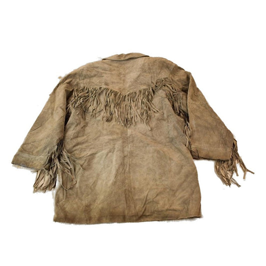 Vintage 1990s Siena Brown Suede Leather Fringe Jacket Women's M from propervintagecanada