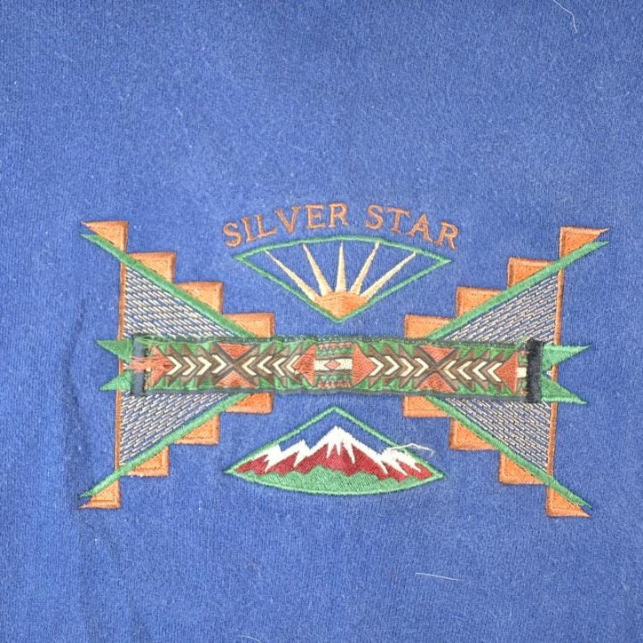 Vintage 1990s Silver Star Aztec Collared Crewneck Sweatshirt Mens L from propervintagecanada