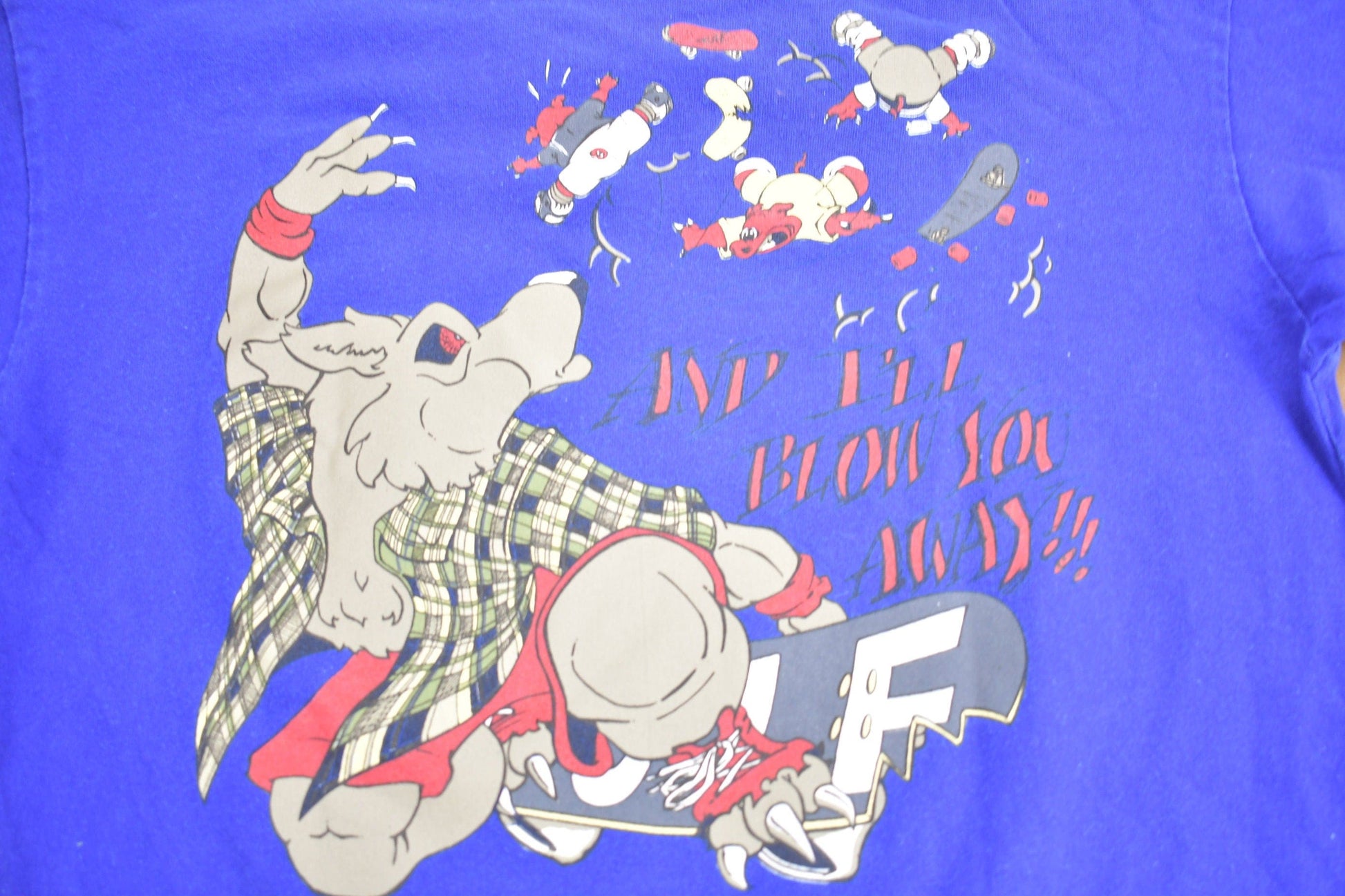 Vintage 1990s Skateboarding Wolf Graphic T Shirt Men's Large from propervintagecanada