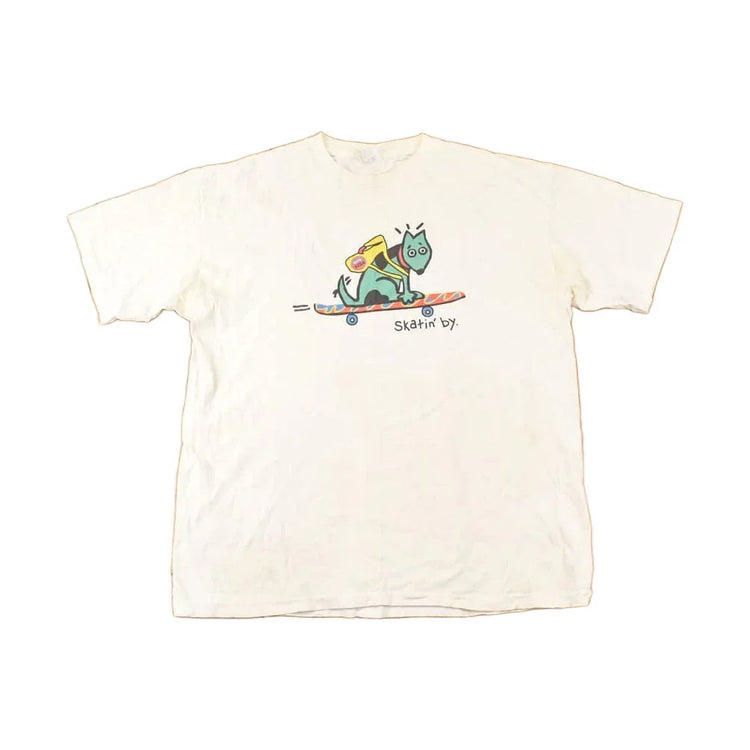 Vintage 1990s Skatin By Souvenir Skateboarding Dog T-Shirt Men's L from propervintagecanada