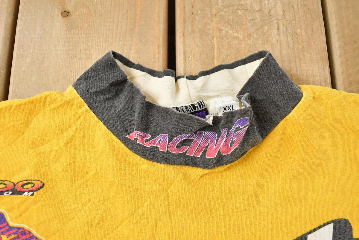 Vintage 1990s Ski Doo Racing All Over Print Long Sleeve Mock Neck T-Shirt Men's 2XL from propervintagecanada