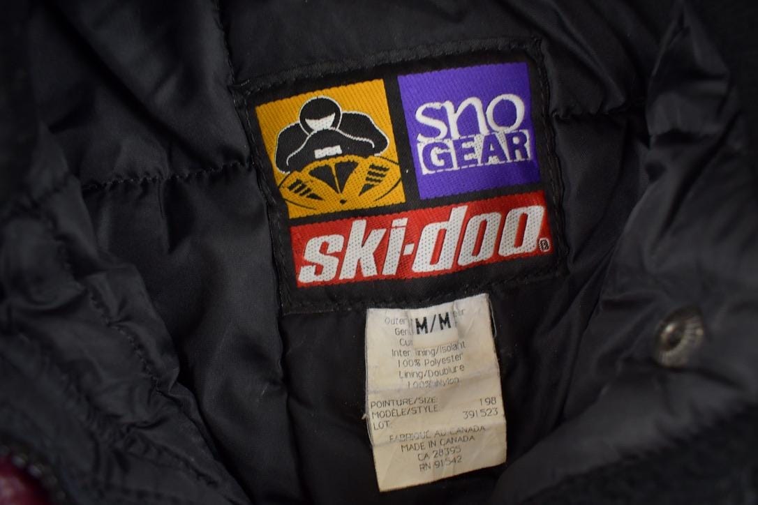 Vintage 1990s Ski Doo Sno Gear Genuine Leather Snowmobile Racing Jacket Made In Canada Size Women's Medium from propervintagecanada